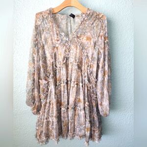 O.P.T Babydoll tiered dress lined sage green